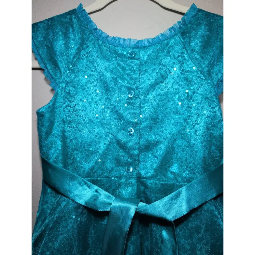 Jona Michelle Girls Formal Fancy Dress Green 8 Mesh Sequins Party Satin Lined
